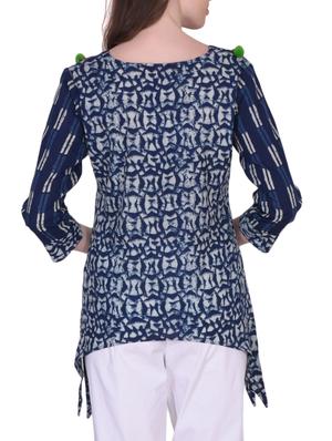 blue cotton aline kurti - 15468526 - Standard Image - 2