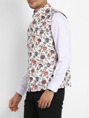white cotton nehru jacket - 15468704 - Standard Image - 2