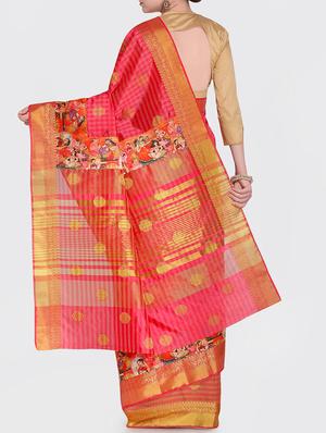 graphic border zari woven saree with blouse - 15469452 - Standard Image - 2