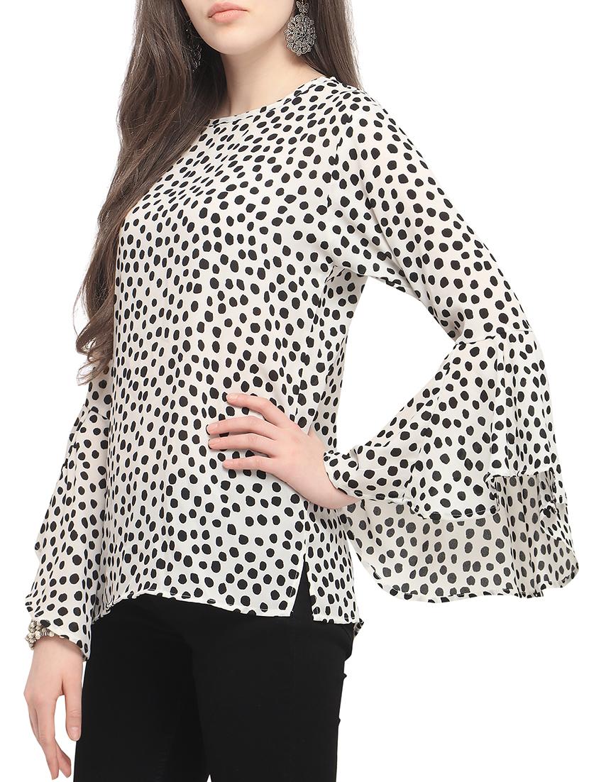 polka dot bell sleeved top - 15469856 - Zoom Image - 2