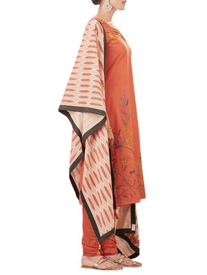 Embroidered stitched churidaar suit - 15471145 - Standard Image - 2