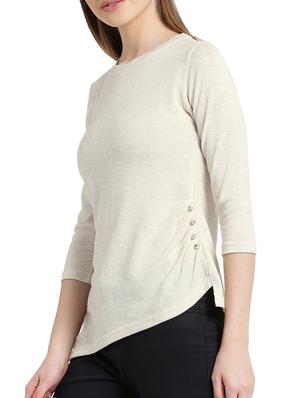cream button detail asymmetric top - 15471255 - Standard Image - 2