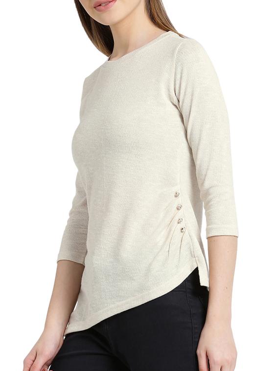 cream button detail asymmetric top - 15471255 - Zoom Image - 2
