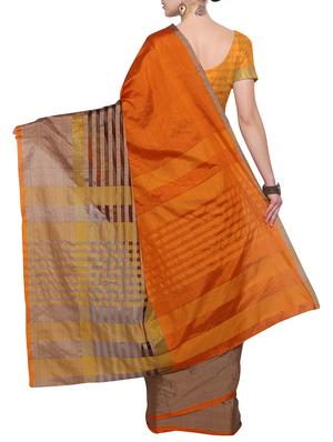 contrast striped zari woven saree with blouse - 15471403 - Standard Image - 2