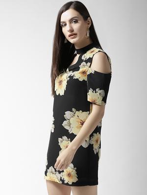 choker neck cold-shoulder floral dress - 15471512 - Standard Image - 2