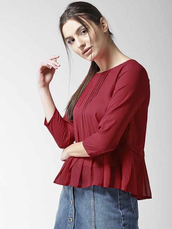 pin-tuck detail pleated top - 15471531 - Zoom Image - 2