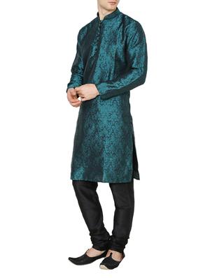 green dupion kurta pyjama set - 15471649 - Standard Image - 2