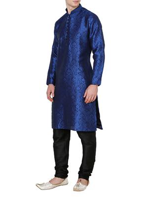 blue dupion kurta pyjama set - 15471651 - Standard Image - 2