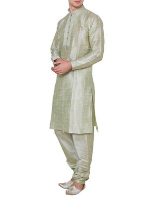 pista green dupion kurta pyjama set - 15471658 - Standard Image - 2
