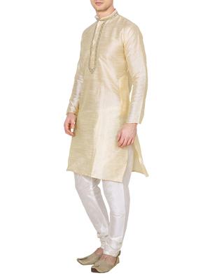 gold dupion kurta pyjama set - 15471659 - Standard Image - 2