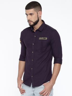purple cotton casual shirt - 15472265 - Standard Image - 2