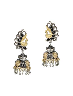 black silver tone oxidized jhumka - 15472472 - Standard Image - 2