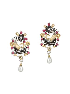 pink silver tone oxidized earrings - 15472476 - Standard Image - 2