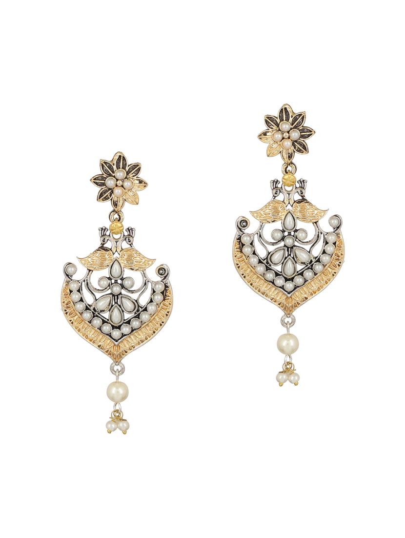 white oxidized drop earrings - 15472537 - Zoom Image - 2