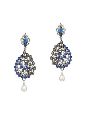blue silver tone oxidized earrings - 15472567 - Standard Image - 2