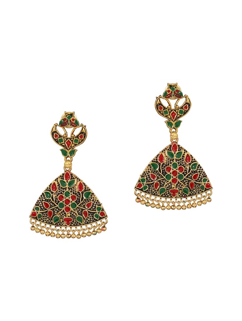 red brass drop earring - 15472577 - Zoom Image - 2