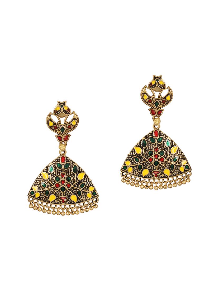 multi colored brass drop earring - 15472580 - Zoom Image - 2