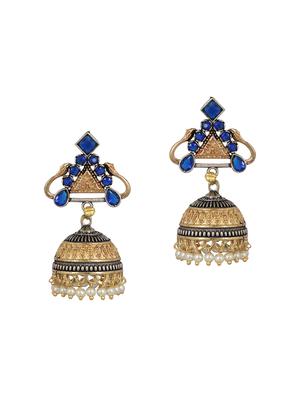 blue brass jhumka earring - 15472598 - Standard Image - 2
