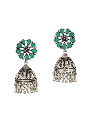 green brass jhumka earring - 15472602 - Standard Image - 2