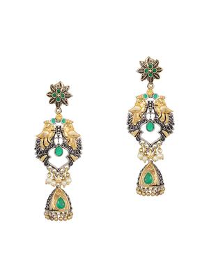 green brass jhumka earring - 15472605 - Standard Image - 2
