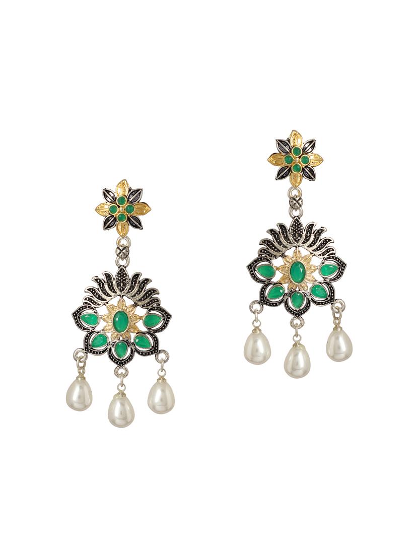 green brass drop earring - 15472613 - Zoom Image - 2
