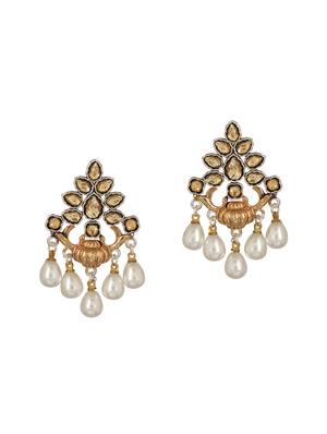 beige brass drop earring - 15472641 - Standard Image - 2