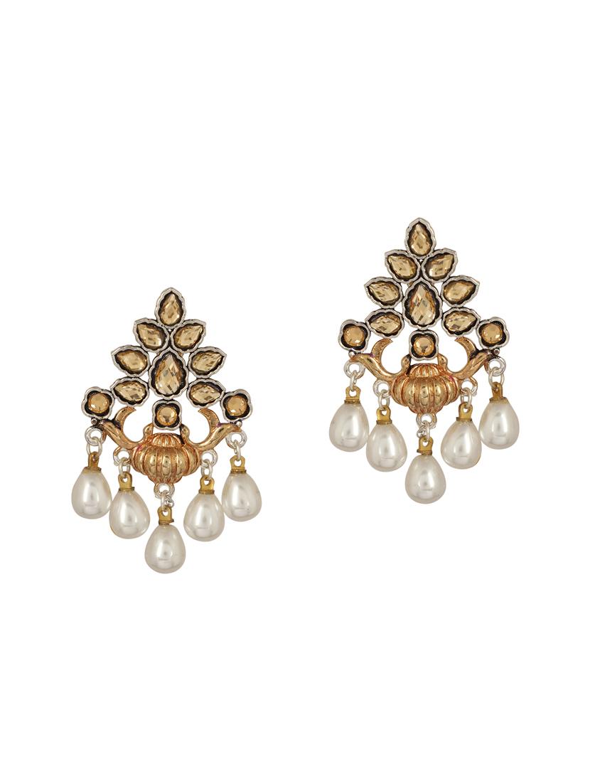 beige brass drop earring - 15472641 - Zoom Image - 2