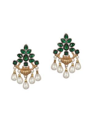 green brass drop earring - 15472642 - Standard Image - 2