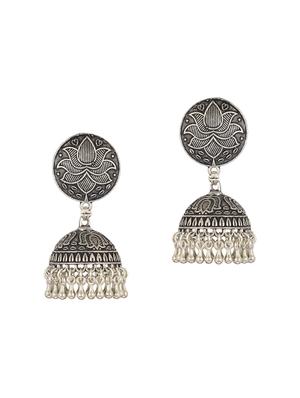 silver brass jhumka earring - 15472658 - Standard Image - 2