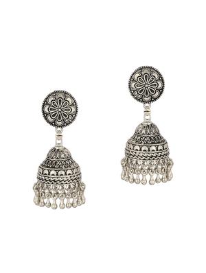 silver brass jhumka earring - 15472659 - Standard Image - 2