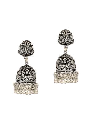 silver brass jhumka earring - 15472668 - Standard Image - 2