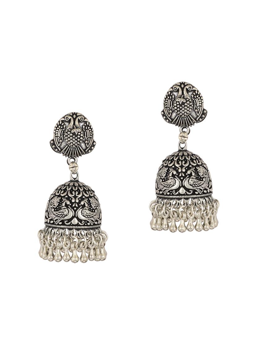silver brass jhumka earring - 15472668 - Zoom Image - 2