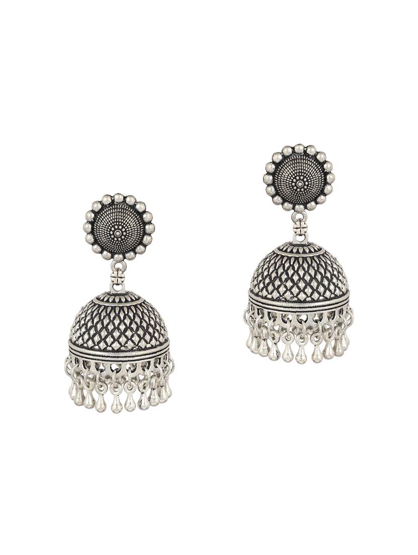 silver brass jhumka earring - 15472681 - Zoom Image - 2