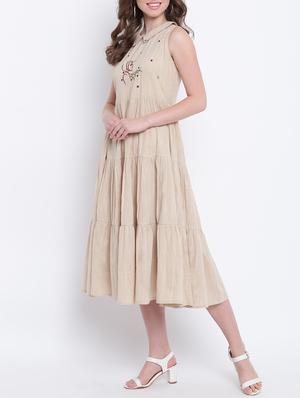 collared embroidered a-line dress - 15472750 - Standard Image - 2