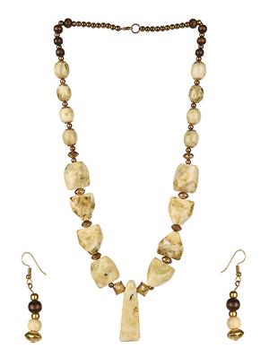 beige plastic necklaces and earring - 15473540 - Standard Image - 2