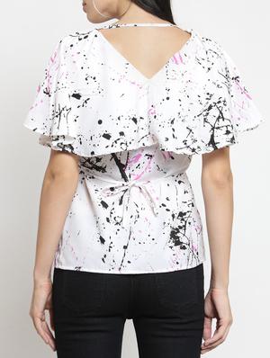 ruffle detailed ink splash top - 15473614 - Standard Image - 2