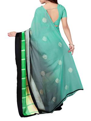 geometrical foil printed saree with blouse - 15474143 - Standard Image - 2
