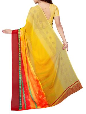 contrast border foil printed saree with blouse - 15474146 - Standard Image - 2