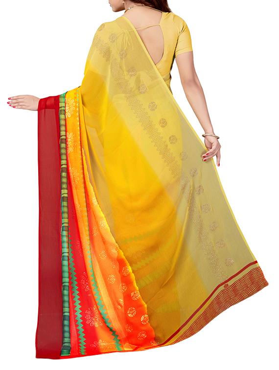 contrast border foil printed saree with blouse - 15474146 - Zoom Image - 2