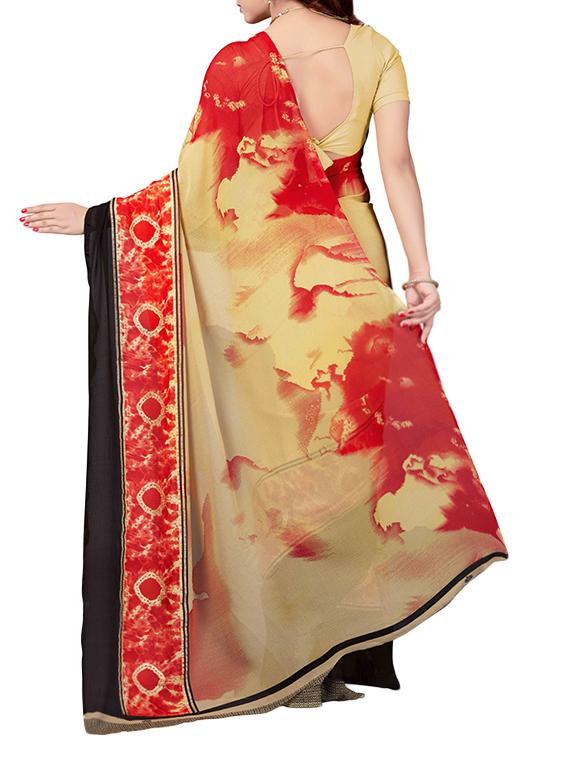 abstract foil printed saree with blouse - 15474149 - Zoom Image - 2