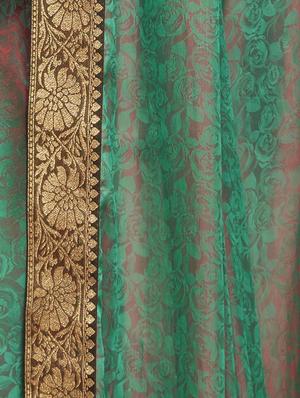 zari border floral woven saree with blouse - 15474943 - Standard Image - 2