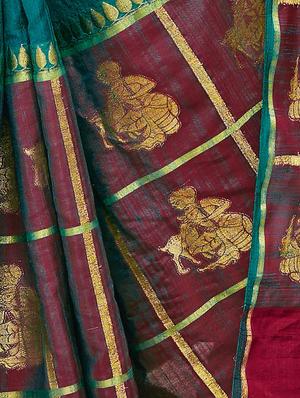 conversational zari border woven saree with blouse - 15475027 - Standard Image - 2