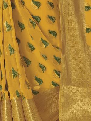 gold zari motif banarasi saree with blouse - 15475057 - Standard Image - 2