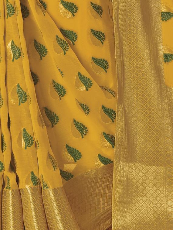 gold zari motif banarasi saree with blouse - 15475057 - Zoom Image - 2