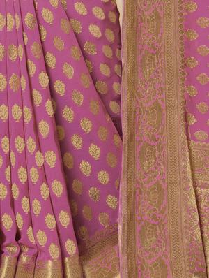 gold zari motif banarasi saree with blouse - 15475067 - Standard Image - 2