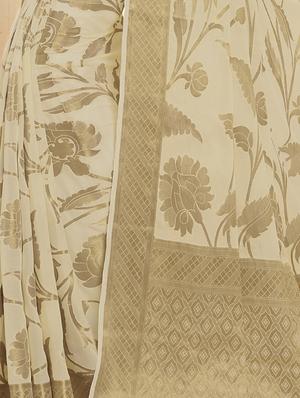 floral zari motif banarasi saree with blouse - 15475276 - Standard Image - 2
