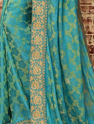 zari border brasso woven saree with blouse - 15475287 - Standard Image - 2