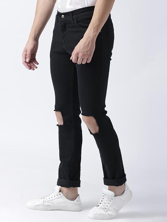 black cotton blend distressed jeans - 15475501 - Zoom Image - 2