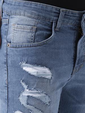 blue cotton blend ripped jeans - 15475505 - Standard Image - 5