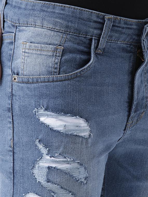 blue cotton blend ripped jeans - 15475505 - Zoom Image - 5